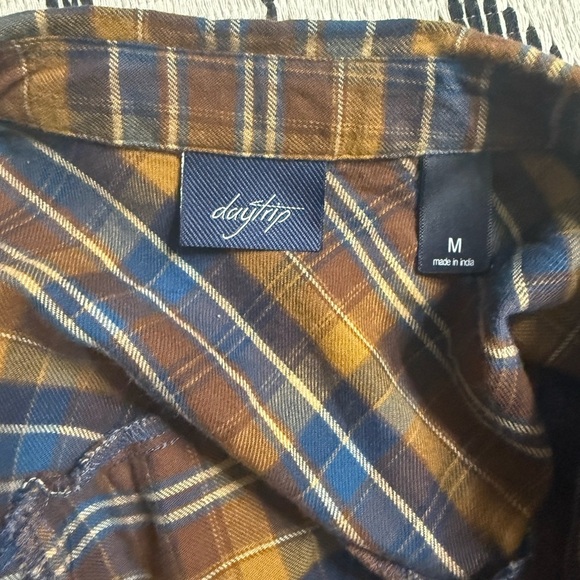 Daytrip Plaid Button-Down Shirt in Blue and Brown - Picture 4 of 8